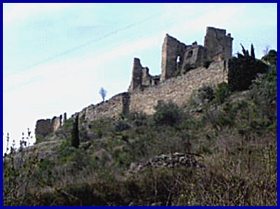 Ruins of a Cathar castle in Coustaussa, France